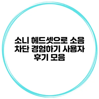 소니 헤드셋으로 소음 차단 경험하기 사용자 후기 모음