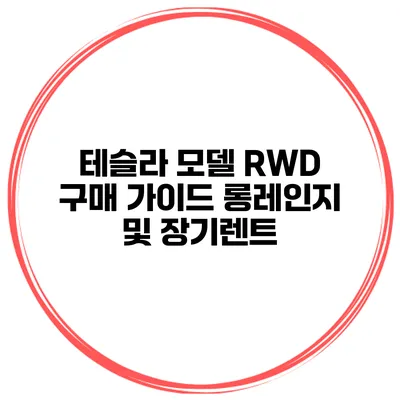 테슬라 모델 RWD 구매 가이드 롱레인지 및 장기렌트