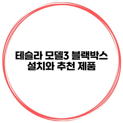 테슬라 모델3 블랙박스 설치와 추천 제품